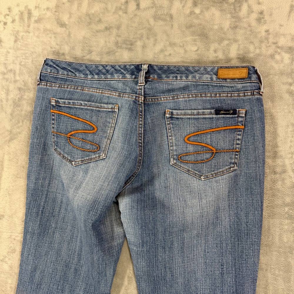 Seven7‎ Flare Jeans Womens Size 32 Blue Med Wash Denim Pants - Picture 5 of 7